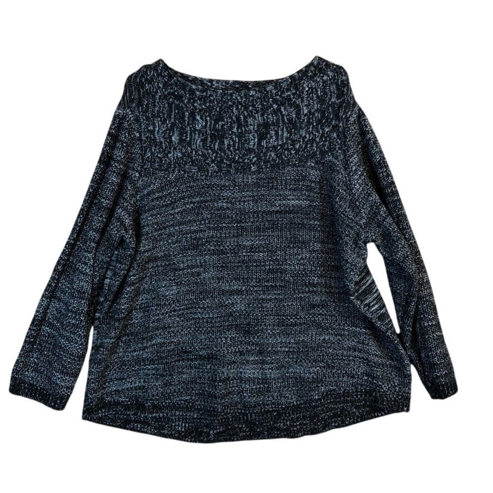 Croft & Barrow Womens Sweater Black Gray Knitted 100% Acrylic Long Sleeve 3X